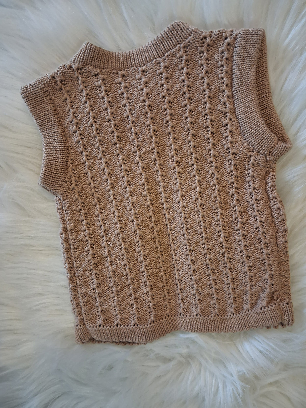 Unika bomuldsvest med lommer str 6 - 9 mdr